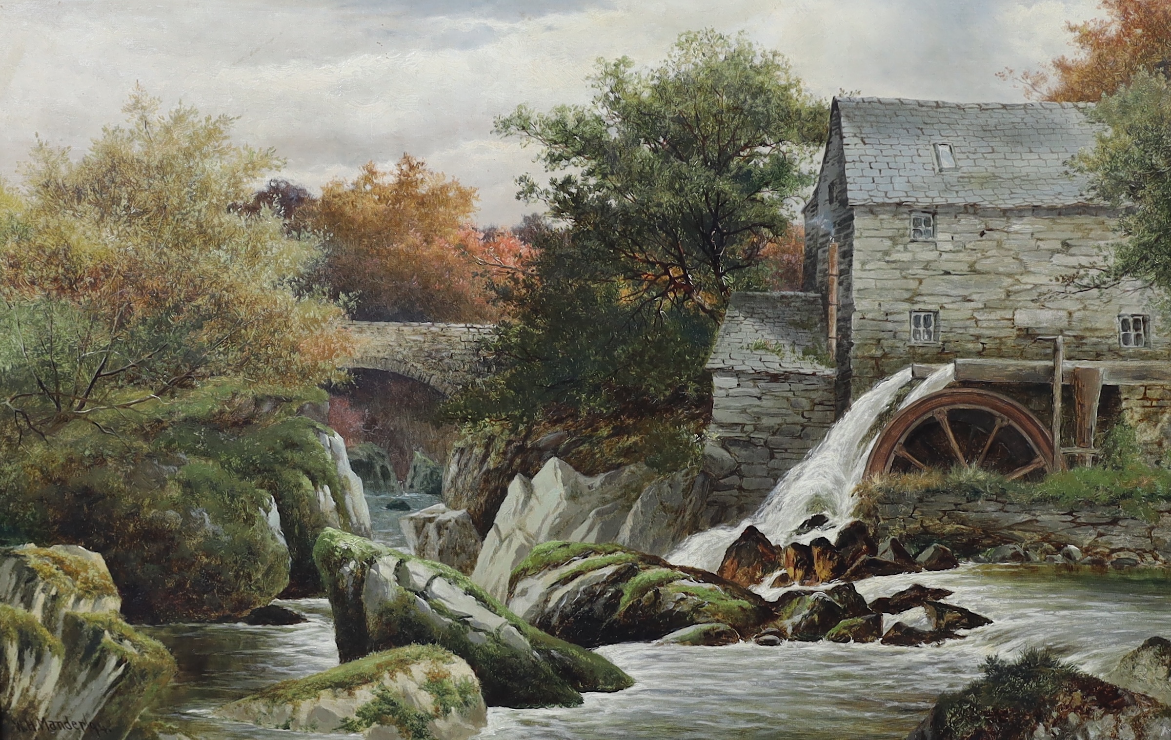 William Henry Mander (British, 1850-1922), 'Old mill on the Machno, N.Wales', oil on canvas, 50 x 75cm